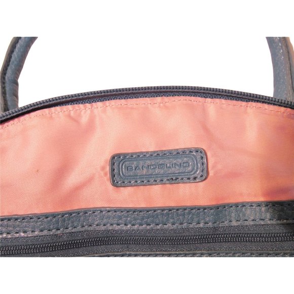 Vintage Bandolino Tan Suede w/Blue Leather Trim Purse Shoulder Bag w/Pink Lining - Picture 7 of 7